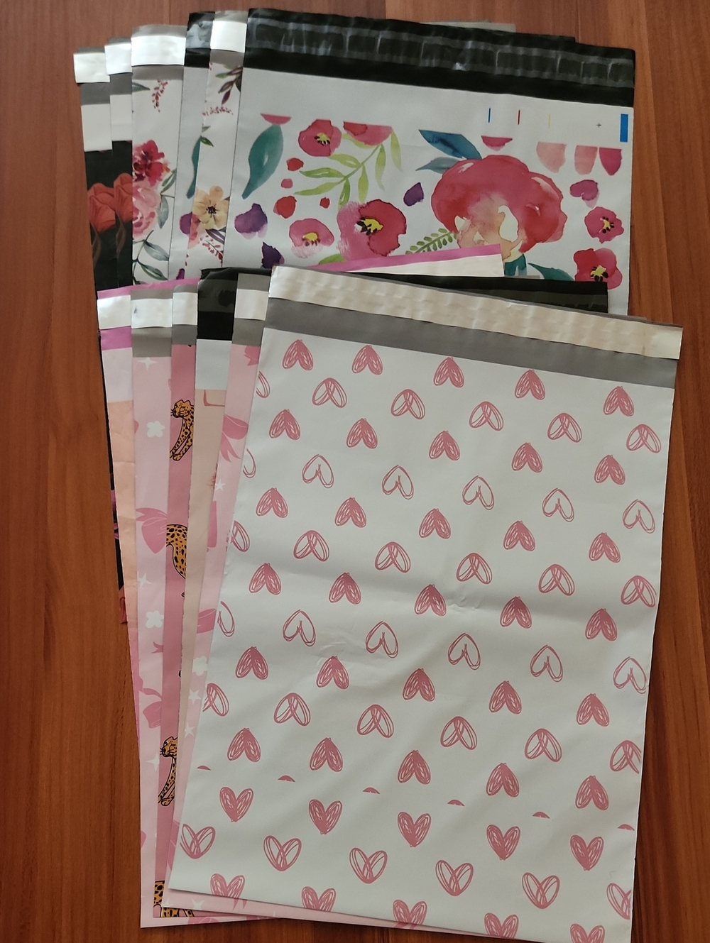 Pink & Floral 10 x 13 Polymailer Shipping Bags- Set 12